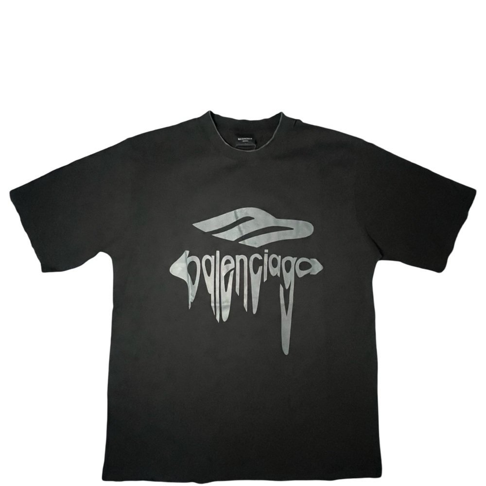 Black Balenciaga Liquefied 3B T-shirt; Size M